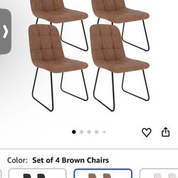 Dining Chairs Set of 4, Modern Kitchen Faux Leather Dining Room Chair for Kitchen Living Dining Room (4 Brown)