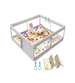 Jaobeem Baby Playpen with Mat 50x50 Inch, Playpen for Babies and Toddlers, Baby Play Pen Indoor Play Fence (Mat Included) Reg. List $69.99