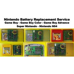 Videogame Game Cartridge Battery Replacement Service (GB, GBC, GBA, NES, SNES, N64, Etc.)