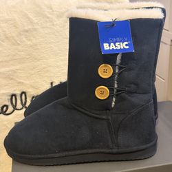 Basics Navy Fur Boots 