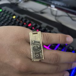 $100 Bill Two Finger 10k Gold Ring 