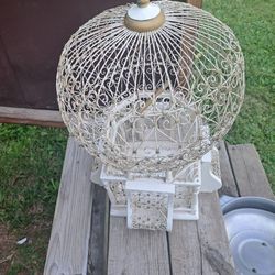 Antique Bird Cage With Swing Perch