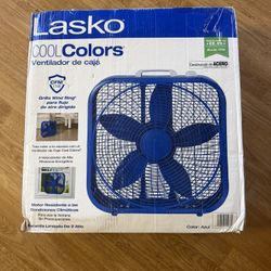 Lasko 20" Cool Colors 3-Speed Box Fan with Weather-Resistant Motor, Blue, 22.5"