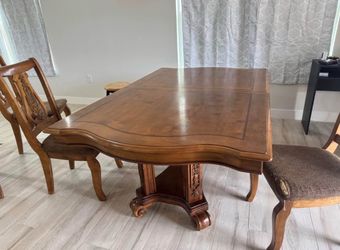 Solid Wood Table with 6 chairs and leaf $300 OBO