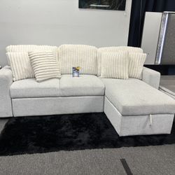 Gray/white Sleeper Sofa Sectional Couch For Sale(Brand new) 40% Off