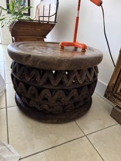 Rustic Hand Carved African Stool. 