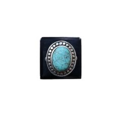Size 7.5 Silver Toned Marbled Turquoise Ring