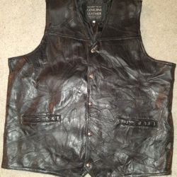 Men's Leather Vest Black 3Xl