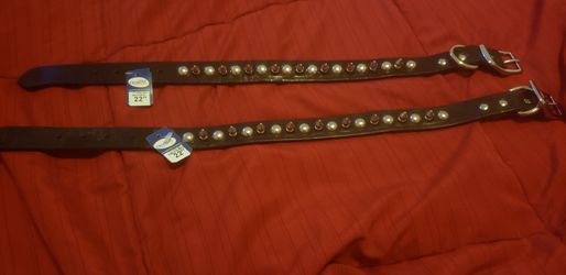 2 Leather pet collar+1 toy+1size L dog tshirt