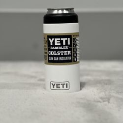 White Yeti Rambler Colster Slim Can Insulator 