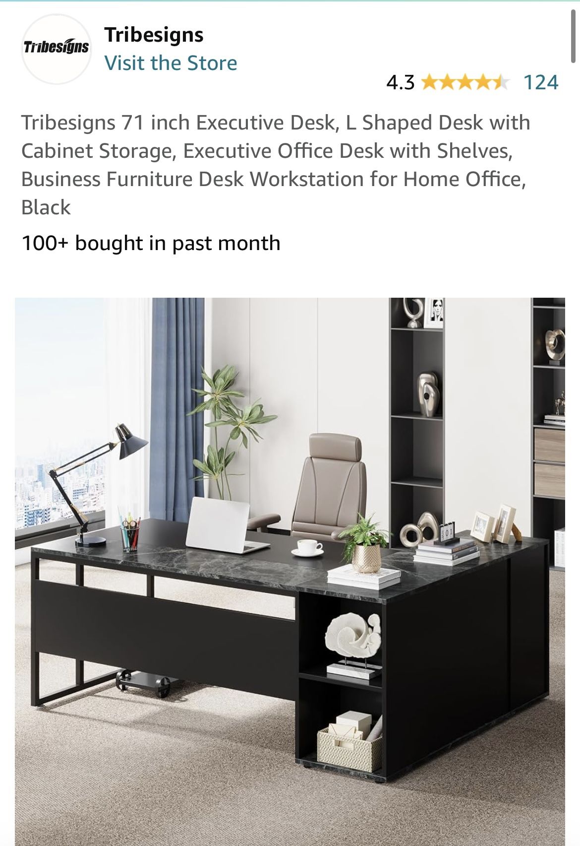 Executive Office Desk black Marble