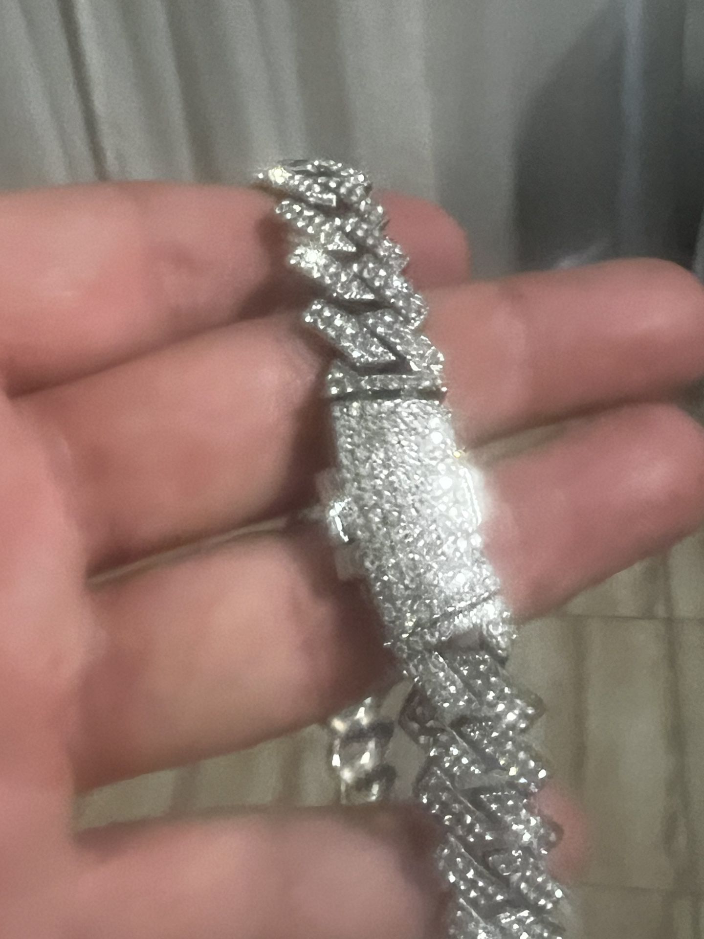 18k White Gold Over Silver Cuban Iced Chain 