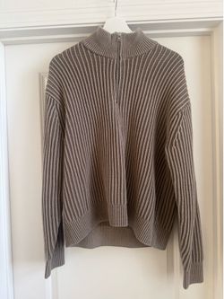 Abercrombie & Fitch Half-Zip Ribbed Knit Sweater – Taupe – XS – Like New
