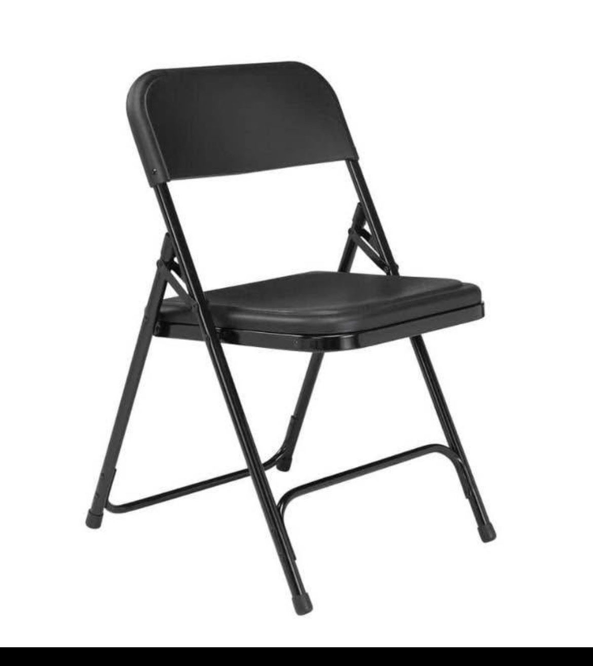 National Public Seating Black Plastic Seat Stackable Outdoor Safe Folding Chair (Set of 4) still in box new