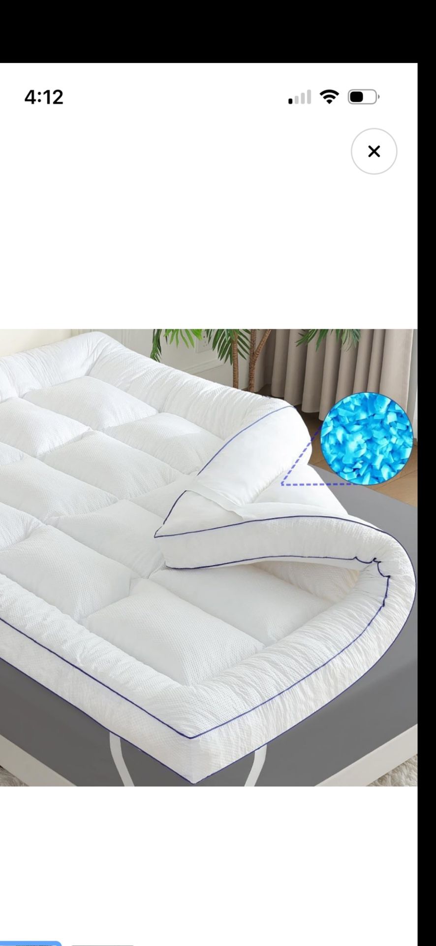 King Mattress Topper Shredded Memory Foam Filling With Pad Cover
