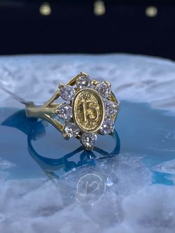 $500 Yellow Gold w Zirconia 15 Quinceañera Ring