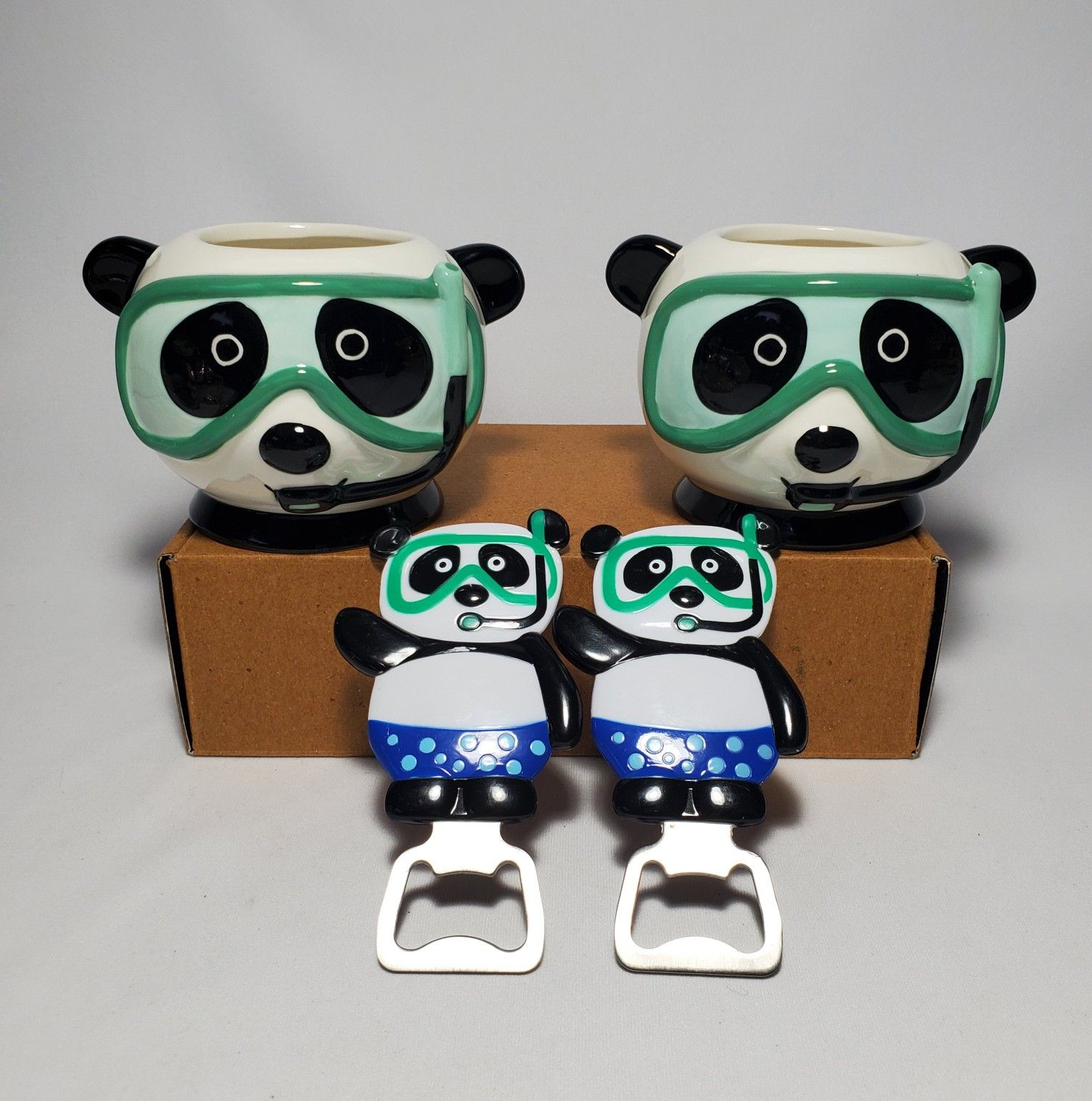 Stoneware Sun Squad Panda Snorkel Planter Pool Patio