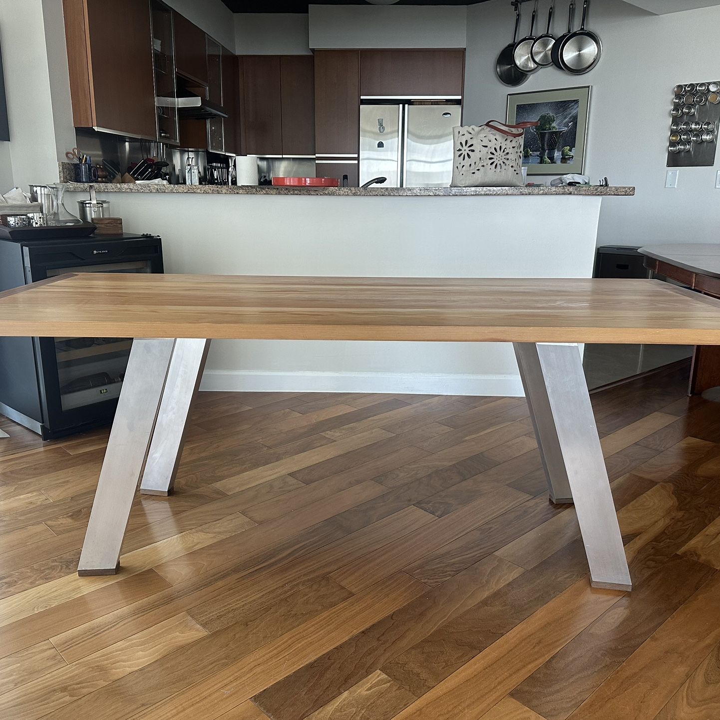 Solid Wood Table With Aluminum Legs - Custom-made