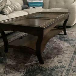 3 Piece Dark Espresso Brown Coffee And Side Table Set