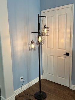 Modern Floor Lamp with 3 hanging lanterns   
