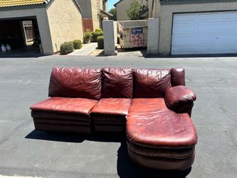 Maroon couches.