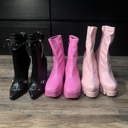 Fashion Nova Heel Boots (3 Pairs for $40) -All Size 6W-