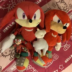 Knuckles the Echidna backpack, hug me plush, and keychain