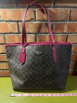 Coach Signature City Tote -Brown/Bright Violet New