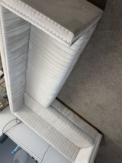 Cream Sectional Couch (suede)