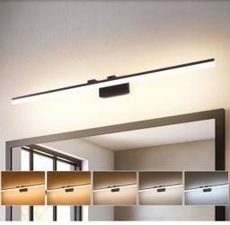 JUSHENG 54.7” Black LED Vanity Light Bar, Dimmable, 5-CCT Adjustable
