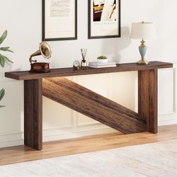 VANOMi 70.86-Inch Farmhouse Console Table with LED Light, Narrow Long Wood Sofa Table Behind The Couch, Foyer Table for Entryway, Modern Rustic Consol