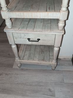 Rustic Distressed Wood End Table with Drawer (2 piece)