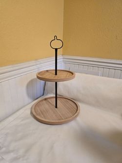 2-Tier Wooden Serving Tray & Home Decor Stand