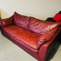 ❤️GENUINE ITALIAN LEATHER Couch❤️ Sofa Loveseat Real Leather Red Claret Burgundy
