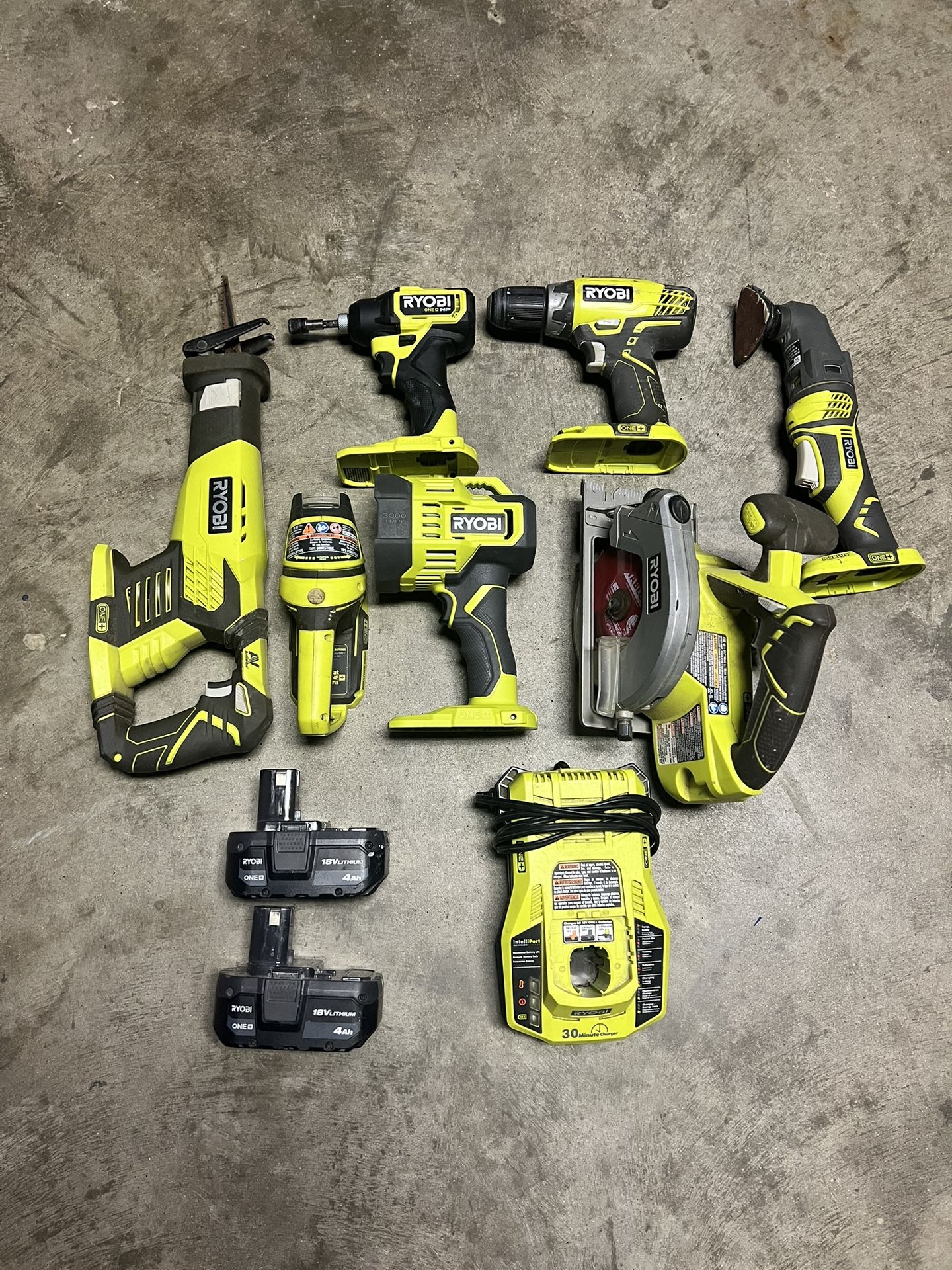 RYOBI ONE+ 18V 7 Tool Set + Batteries & Charger Combo Kit