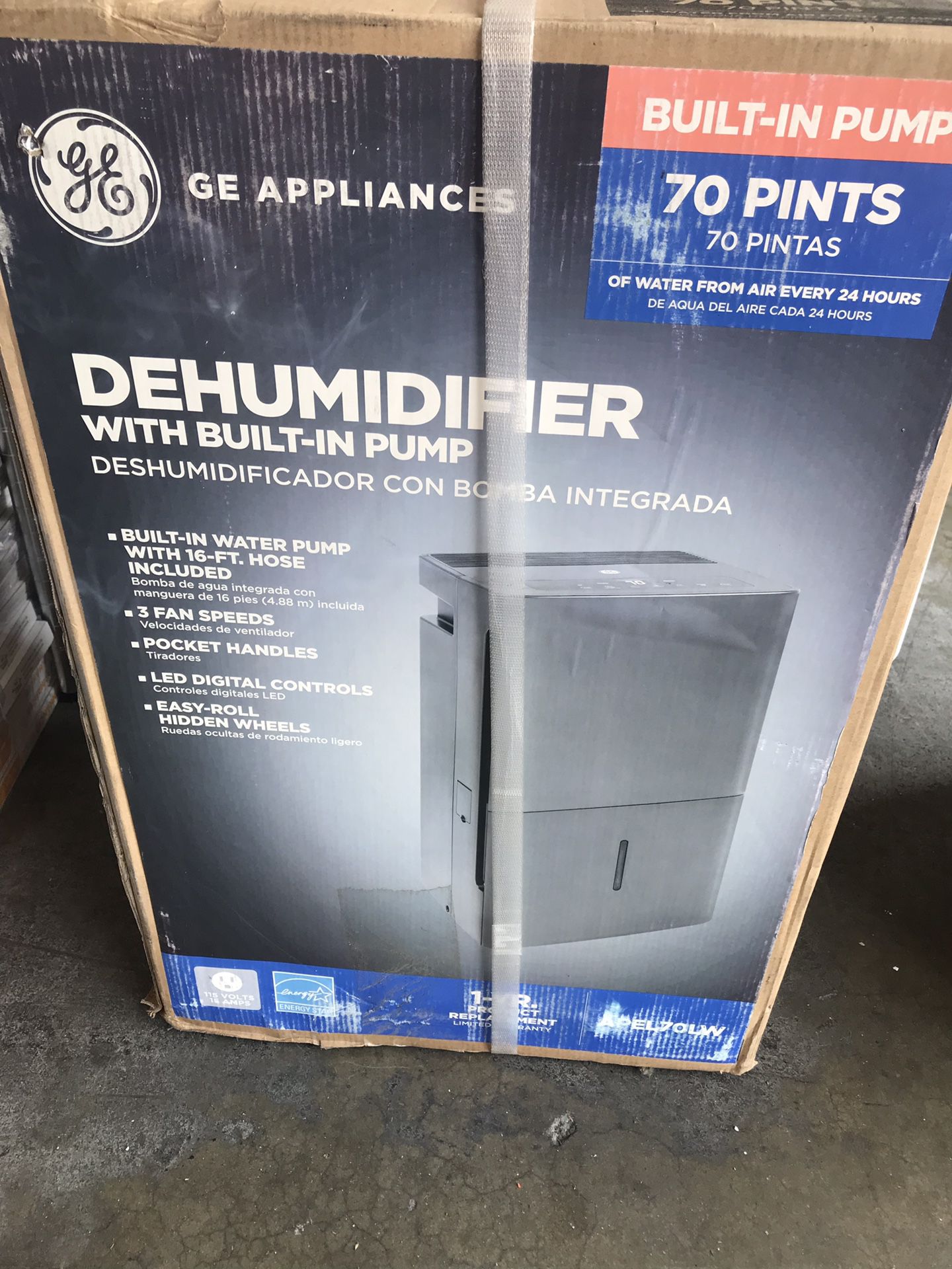 GE 70 pt. Dehumidifier with Built-In Pump, ENERGY STAR