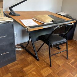 Wood And Metal Artist Drafting Table 