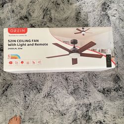 52 IN Ceiling, Fan With Light And Remote By Orrin