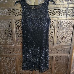 Adrianna Papell Black And Silver Sequin Cocktail Dress