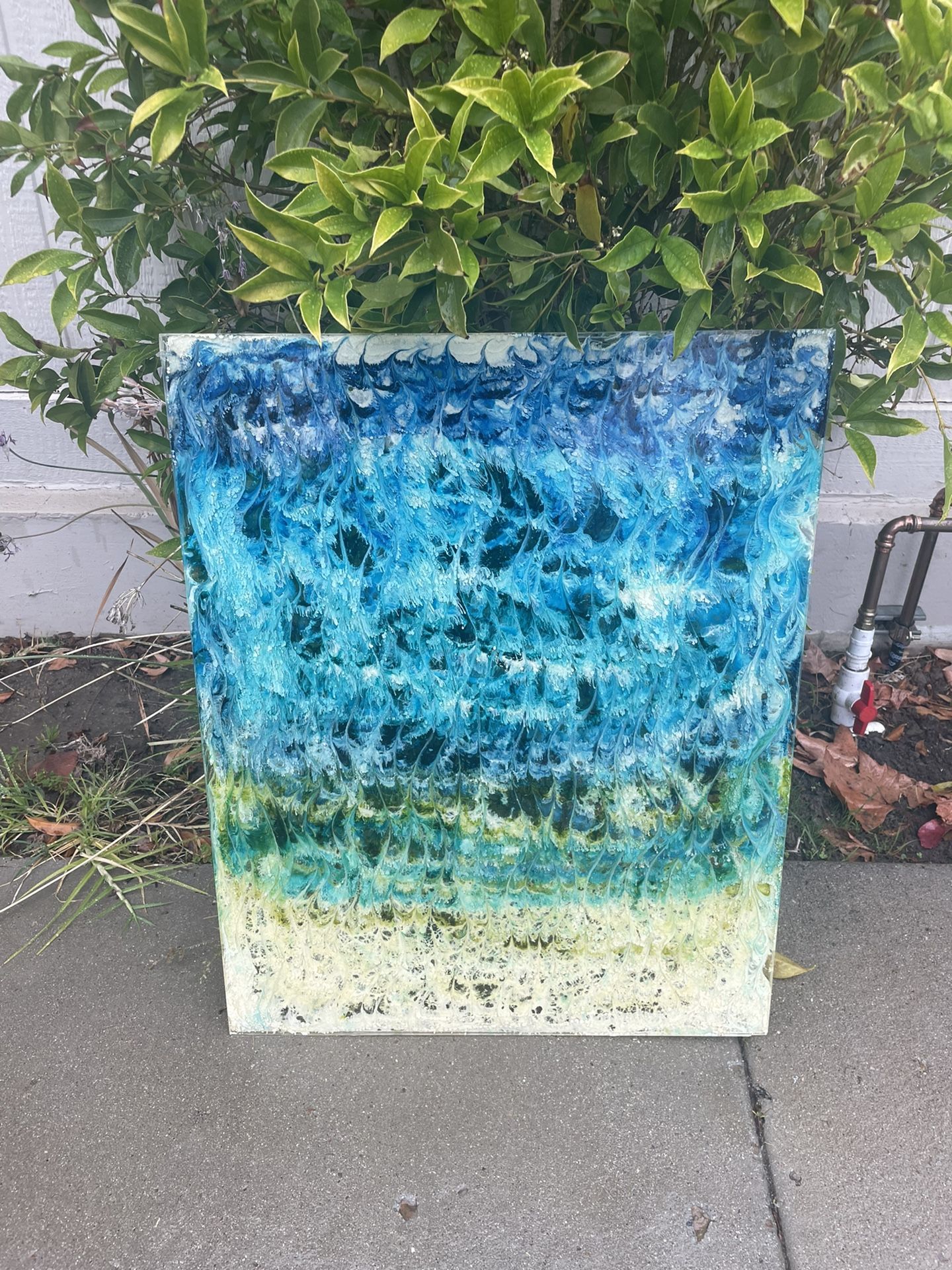 Two ocean GLASS RESIN ART PAINTINGS