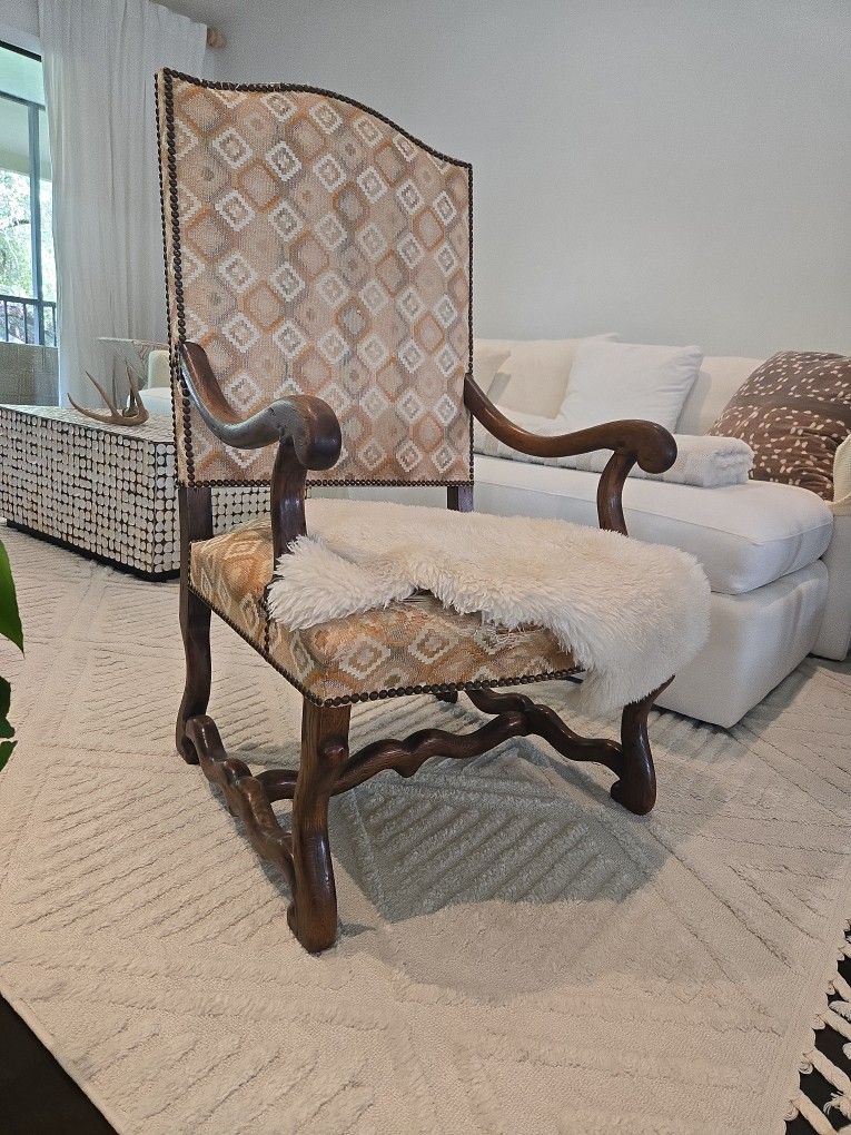 Antique Solid Carved Wood THRONE ARMCHAIR