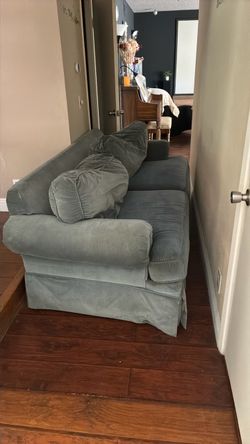 Green/blue Velvet Sofa with Rolled Arms