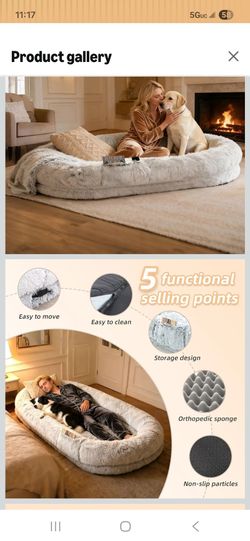 Human Dog Bed - 71''x45''x12'' Size Fits Adult and Pet Washable Giant People DogBed 10 CM Thick Memory Foam Large Oversize Dog Bed with Plump Pillow, 