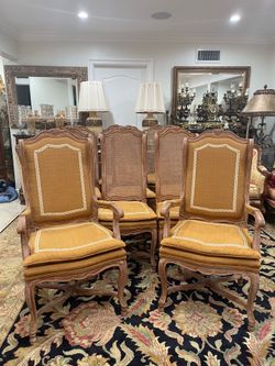 Beautiful Set of 10 Antique French Provincial Louis XV. Style Cane High Back Dining Chairs🌷