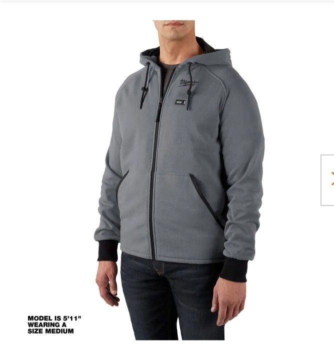 Men's X-Large M12 12-Volt Lithium-Ion Cordless Gray Heated Jacket Hoodie Kit with (1) 2.0 Ah Battery and Charger