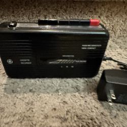 GE Cassette Tape Recorder Player - High Microphone Sensitivity - Mini Compact with Power Cable