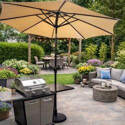 New in Box Patio Umbrella Heavy Duty 9'Color Available Tan And Navy Blue