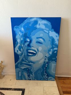 Rare Marilyn Monroe Portrait Original Painting on Canvas 24” X 36” By JAMES HALACZ ORIGINAL PRICE $1,800