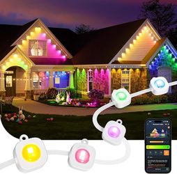Outdoor Eave Lights for Easter Lights,100ft with 60 Triple-LED,AI Lighting, RGBTW Smart Outdoor Lights LED Strip Lights, IP67 Waterproof, Works with A