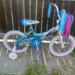 Frozen  18 In Wheels With Training Wheels And Backpack 